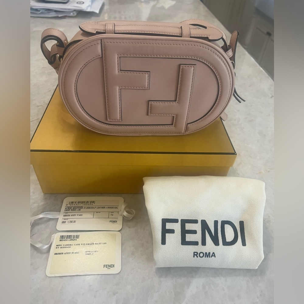 Fendi Authentic O’Lock Mini Camera Case Pale Pink authentic NWT